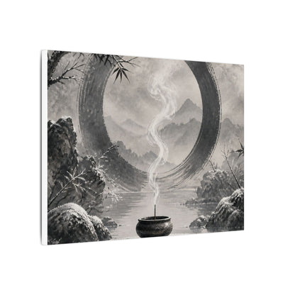 Incense Smoke Canvas Art | Winter Zen Sumi E Art