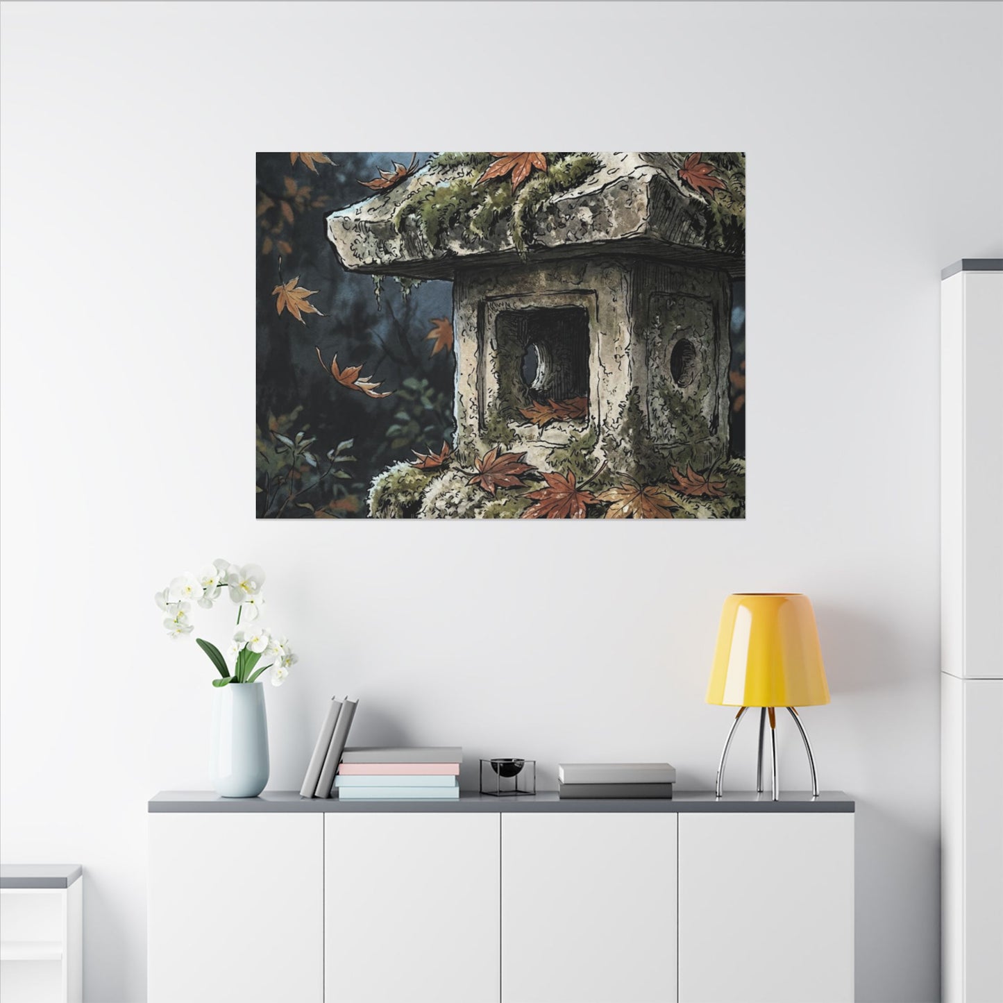 Shibui Stone Lantern Canvas Art - Japandi Minimal Line