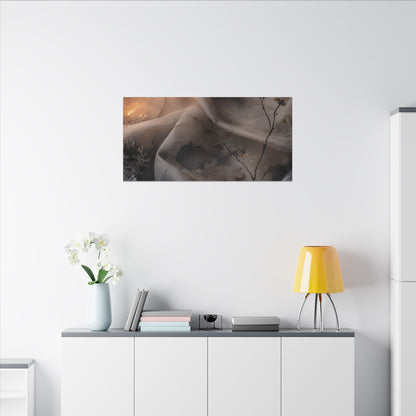 Japandi Silk Drape in Candlelight | Watercolor Canvas Art