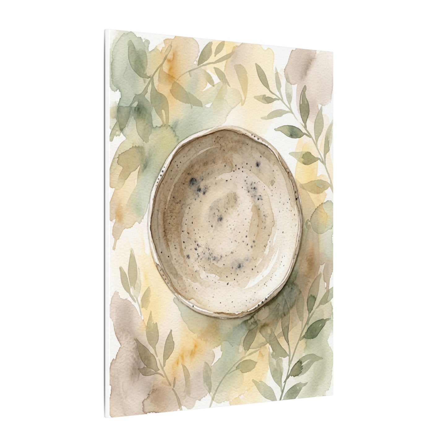 Ceramic Bowl Watercolor Canvas Art | Warm Japandi Art