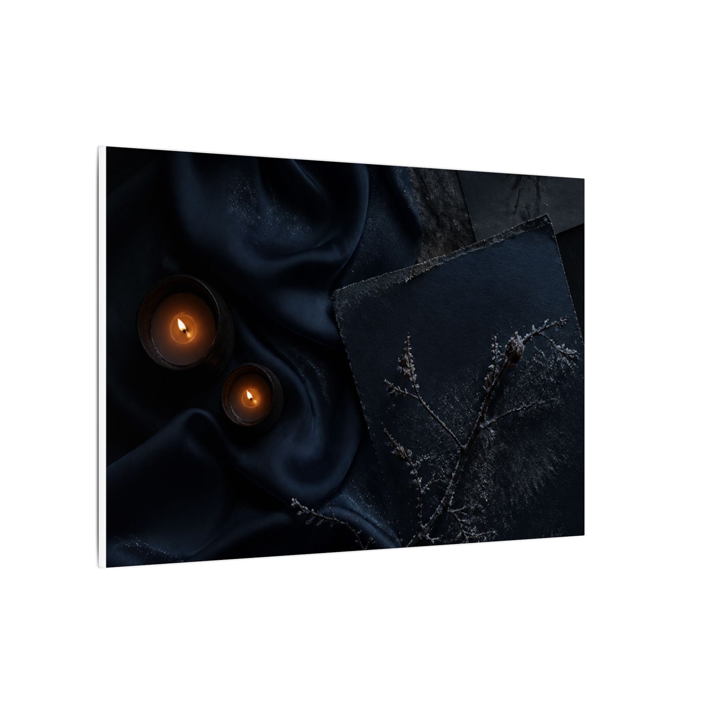 Candlelight Silk Drape Canvas Art - Dark Japandi Kanso
