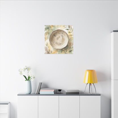 Ceramic Bowl Watercolor Canvas Art | Warm Japandi Art