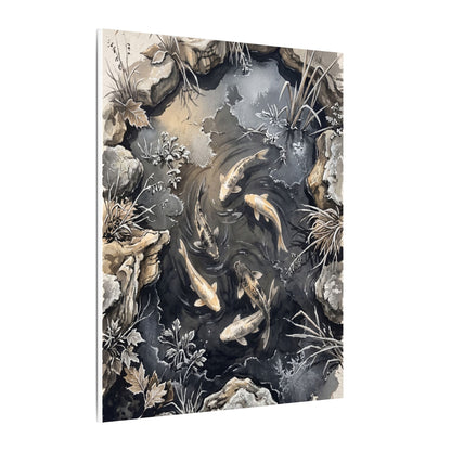 Koi Pond Canvas Art | Winter Japandi Japanese Pattern Art