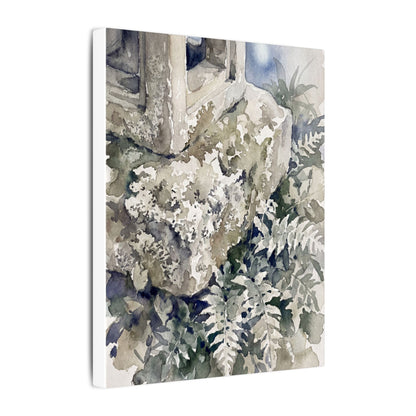 Stone Lantern Watercolor Canvas Art | Elegant Japandi Art