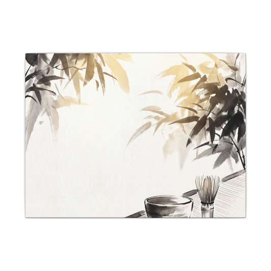 Tea Ceremony Sumi E Canvas Art | Serene Zen Art