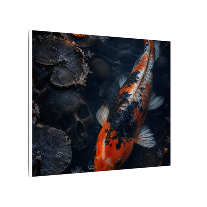 Koi Pond Canvas Art | Winter Dark Japandi Shadow Zen Art