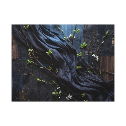 Spring Silk Drape Dark Texture Canvas Art | Atmospheric Decor