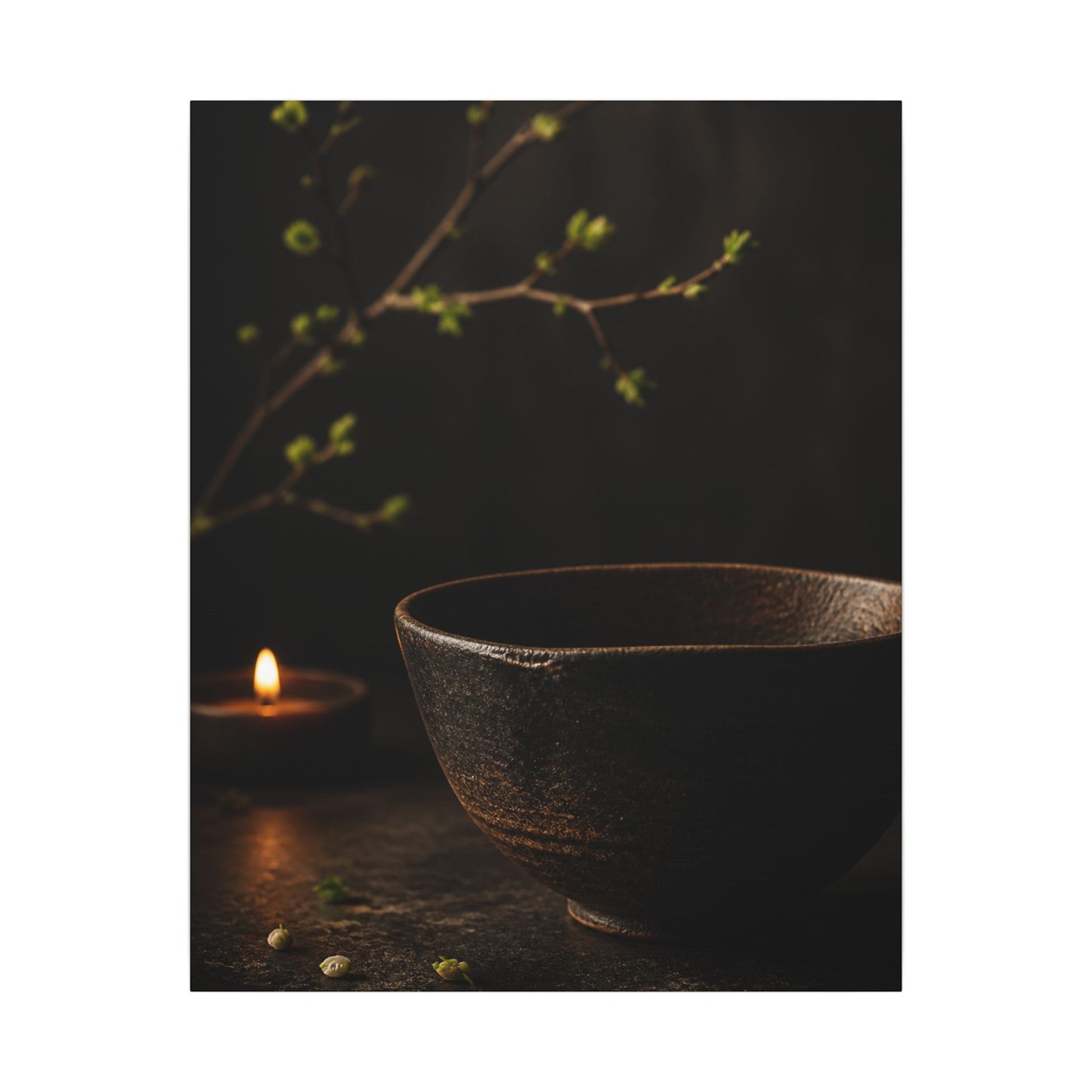 Moody Ceramic Bowl Canvas Art - Shadow Zen Dark Japandi