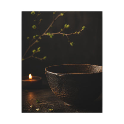 Moody Ceramic Bowl Canvas Art - Shadow Zen Dark Japandi