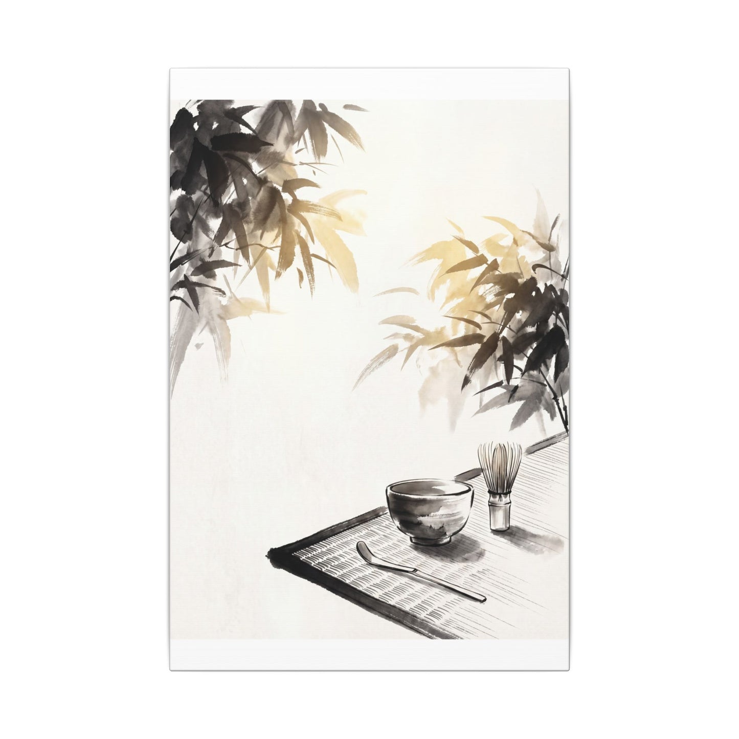 Tea Ceremony Sumi E Canvas Art | Serene Zen Art