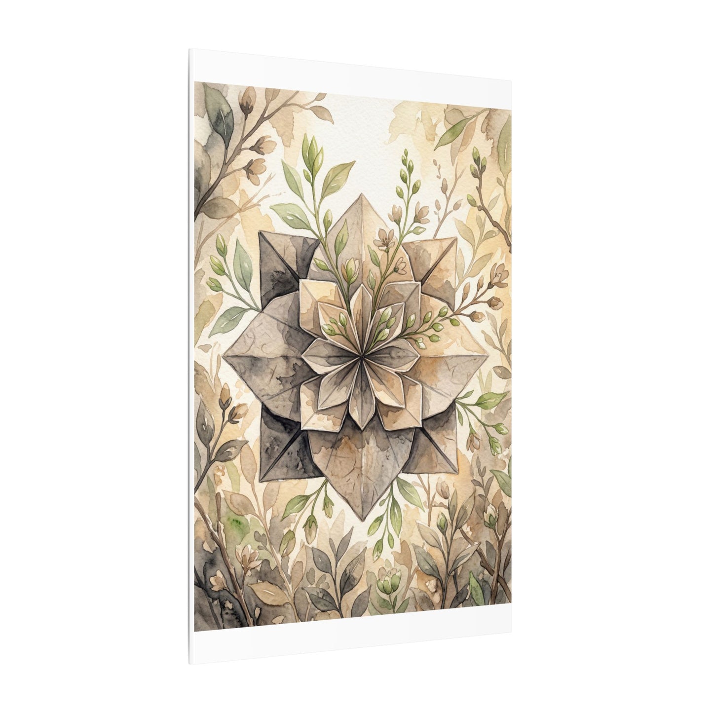 Warm Paper Fold Canvas Art - Watercolor Japandi