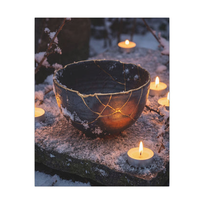 Ceramic Bowl Gold Repair Canvas Art | Beautiful Kintsugi Art