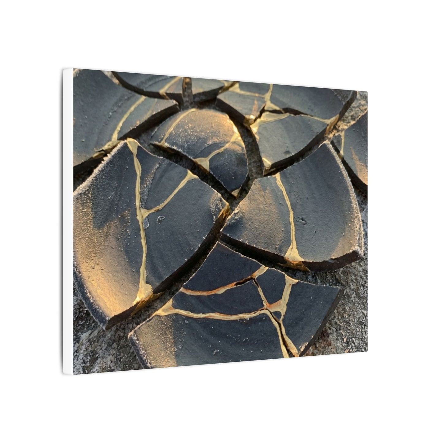 Broken Pottery Winter Canvas Art | Kintsugi Resilient Design