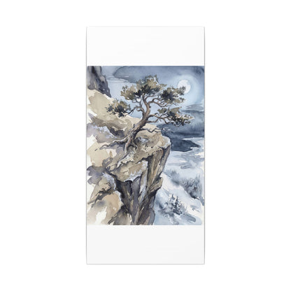 Pine Tree Canvas Art | Winter Japandi Watercolor Art