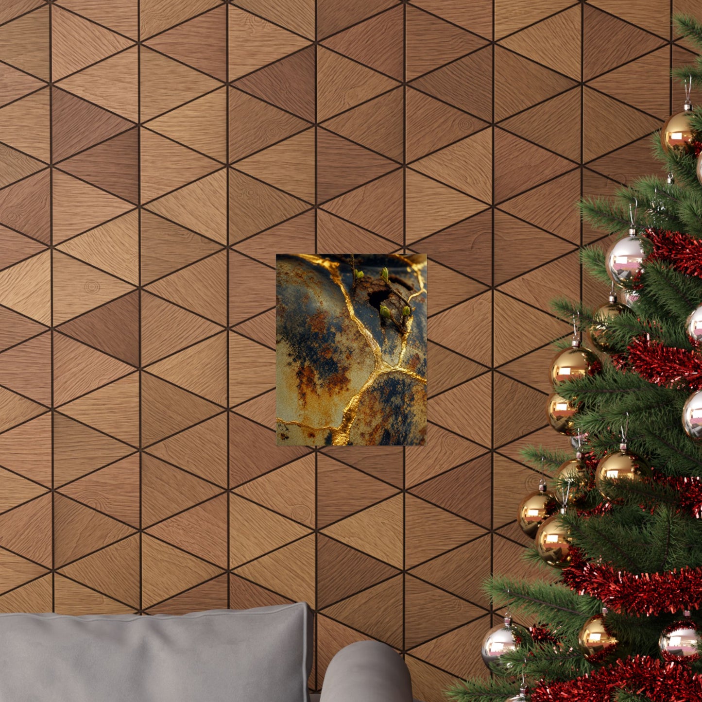 Healing Rust Patina Wall Art Print - Crackle Gold Kintsugi