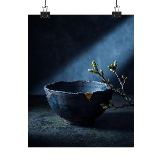 Ceramic Bowl Spring Wall Art Print | Dark Japandi Bold Design Art Print