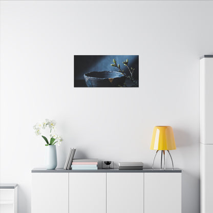 Ceramic Bowl Shadow Zen Canvas Art | Sophisticated Dark Japandi Art