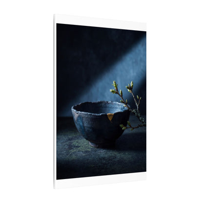Ceramic Bowl Shadow Zen Canvas Art | Sophisticated Dark Japandi Art