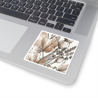 Autumn Dried Flowers Minimal Line Sticker | Elegant Decor