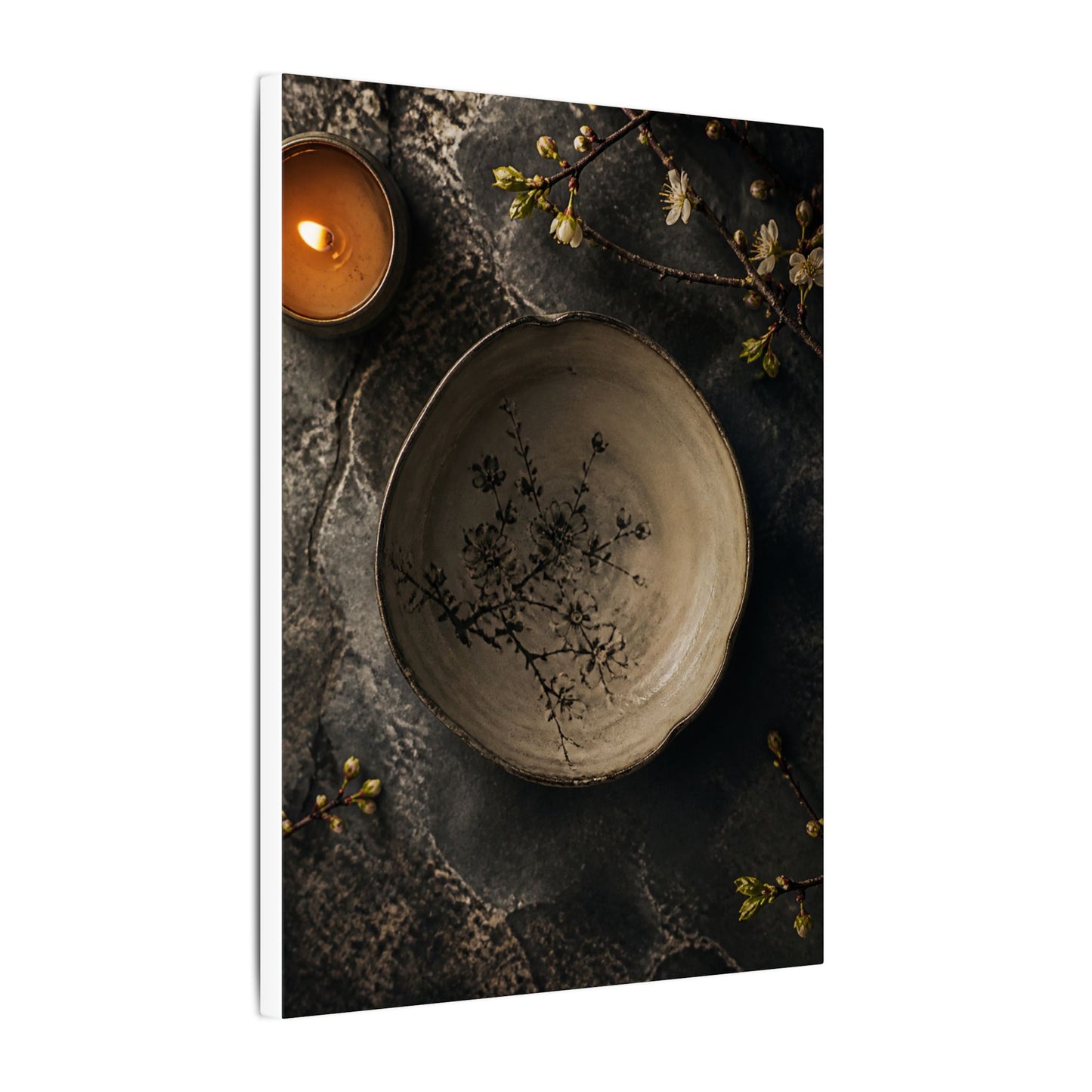 Ceramic Bowl Spring Canvas Art | Japandi Earthy Design