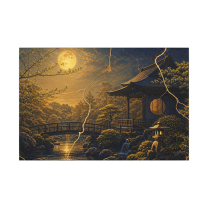 Spring Moonlit Garden Gold Vein Canvas Art | Resilient Decor