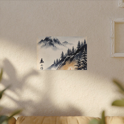 Mountain Mist Canvas Art | Winter Zen Ukiyo E Inspired Art