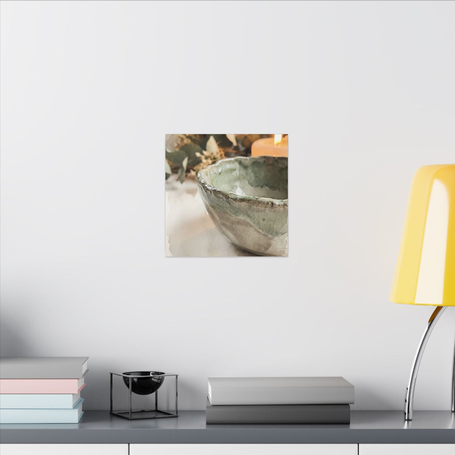 Ceramic Bowl Canvas Art | Summer Japandi Watercolor Art