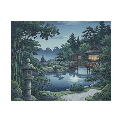 Summer Moonlit Garden Ukiyo E Inspired Canvas Art | Serene Decor
