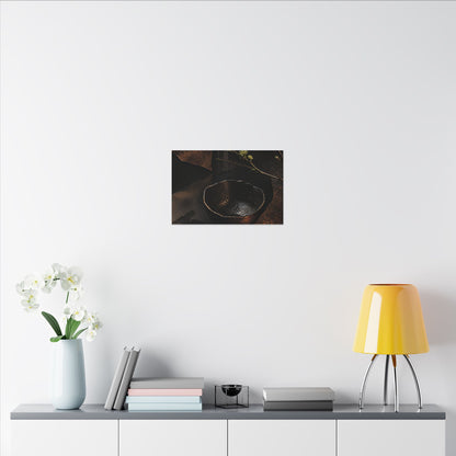 Atmospheric Ceramic Bowl Canvas Art - Shadow Zen Dark Japandi