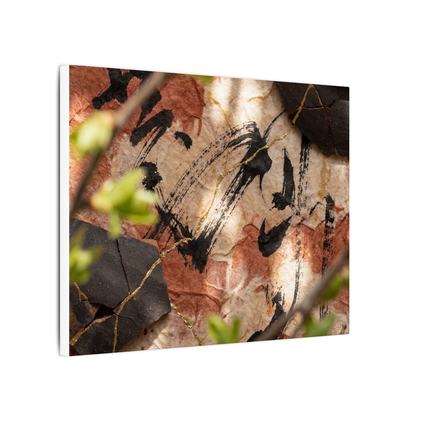 Datsuzoku Ink Brushstroke Canvas Art - Kintsugi Gold Repair