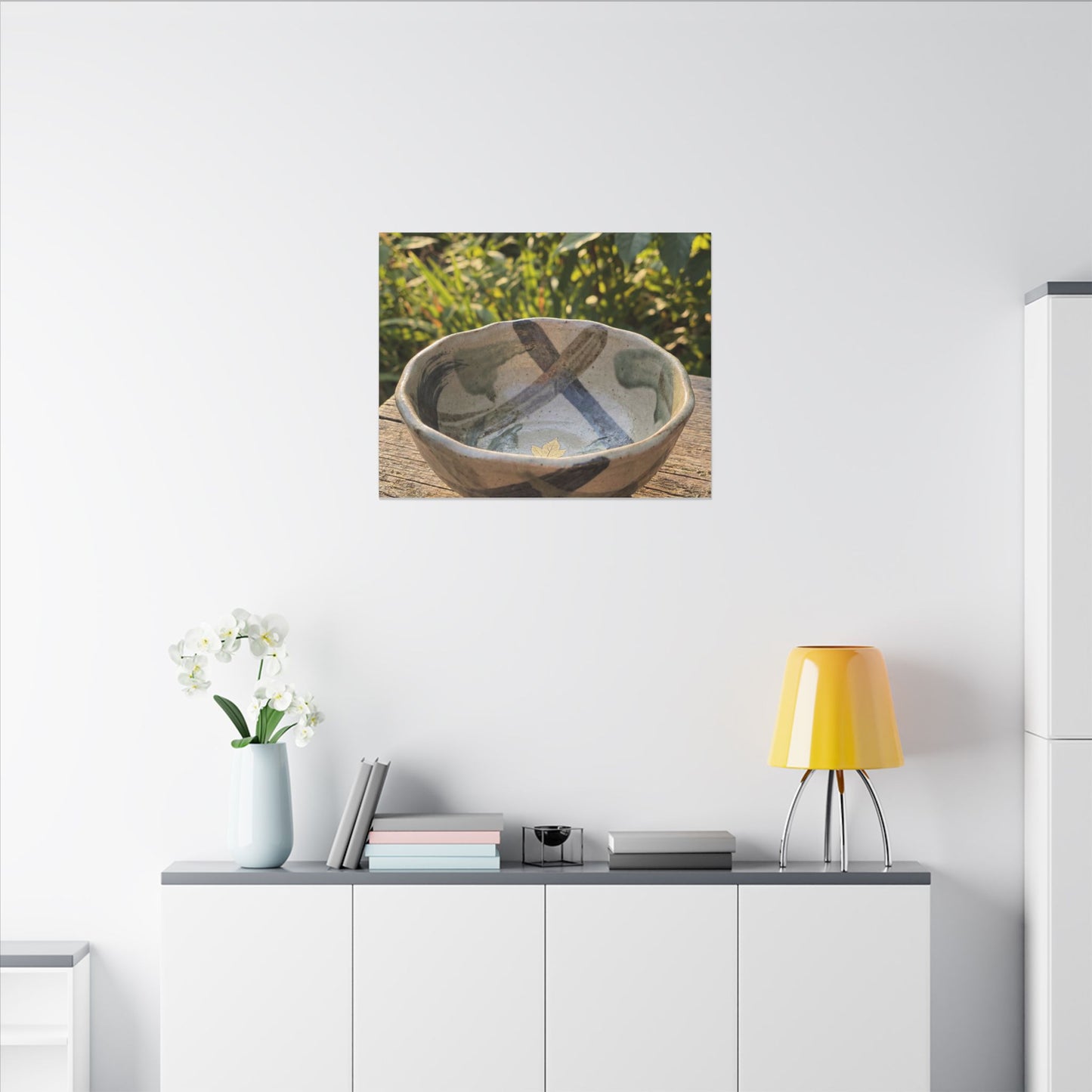 Earthy Ceramic Bowl Canvas Art - Japanese Pattern Japandi