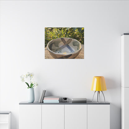 Earthy Ceramic Bowl Canvas Art - Japanese Pattern Japandi