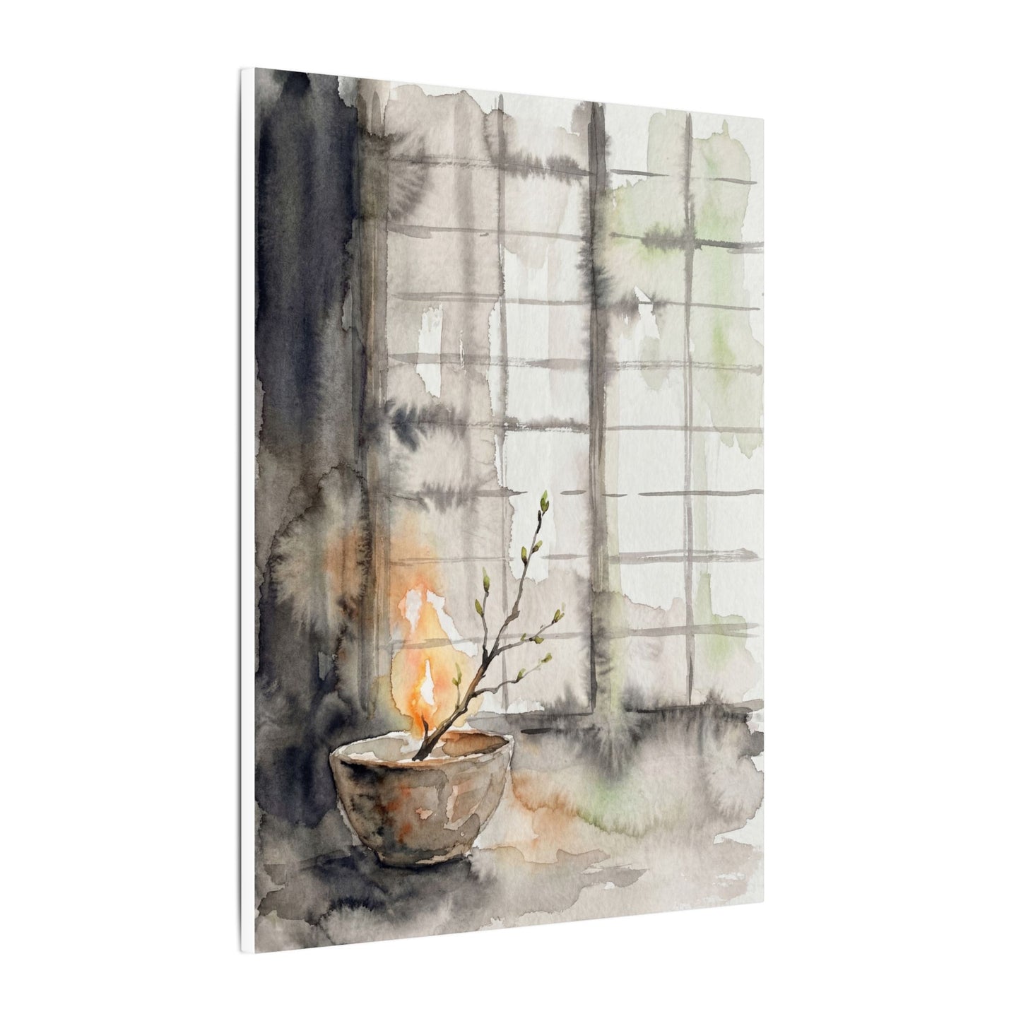 Shoji Screen Canvas Art | Spring Japandi Watercolor Art