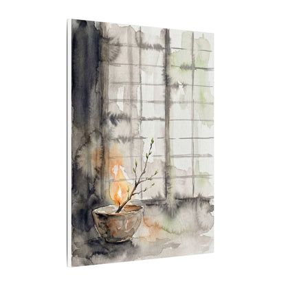Shoji Screen Canvas Art | Spring Japandi Watercolor Art