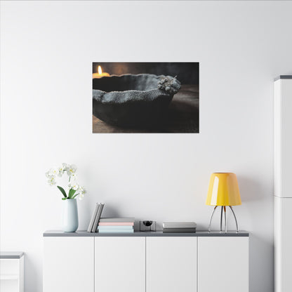 Ceramic Bowl Canvas Art | Winter Dark Japandi Shadow Zen Art