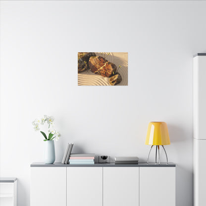 Kanso Rock Garden Canvas Art - Kintsugi Crackle Gold