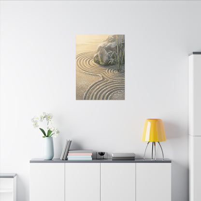 Rock Garden Winter Canvas Art | Zen Peaceful Design
