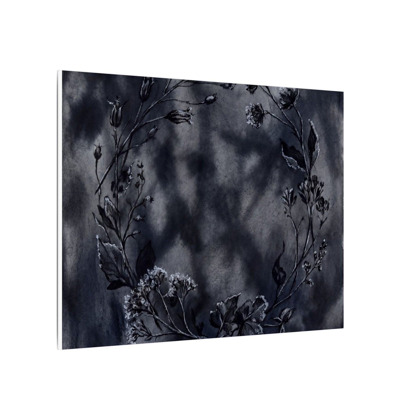 Dried Flowers Canvas Art | Winter Dark Japandi Shadow Zen Art