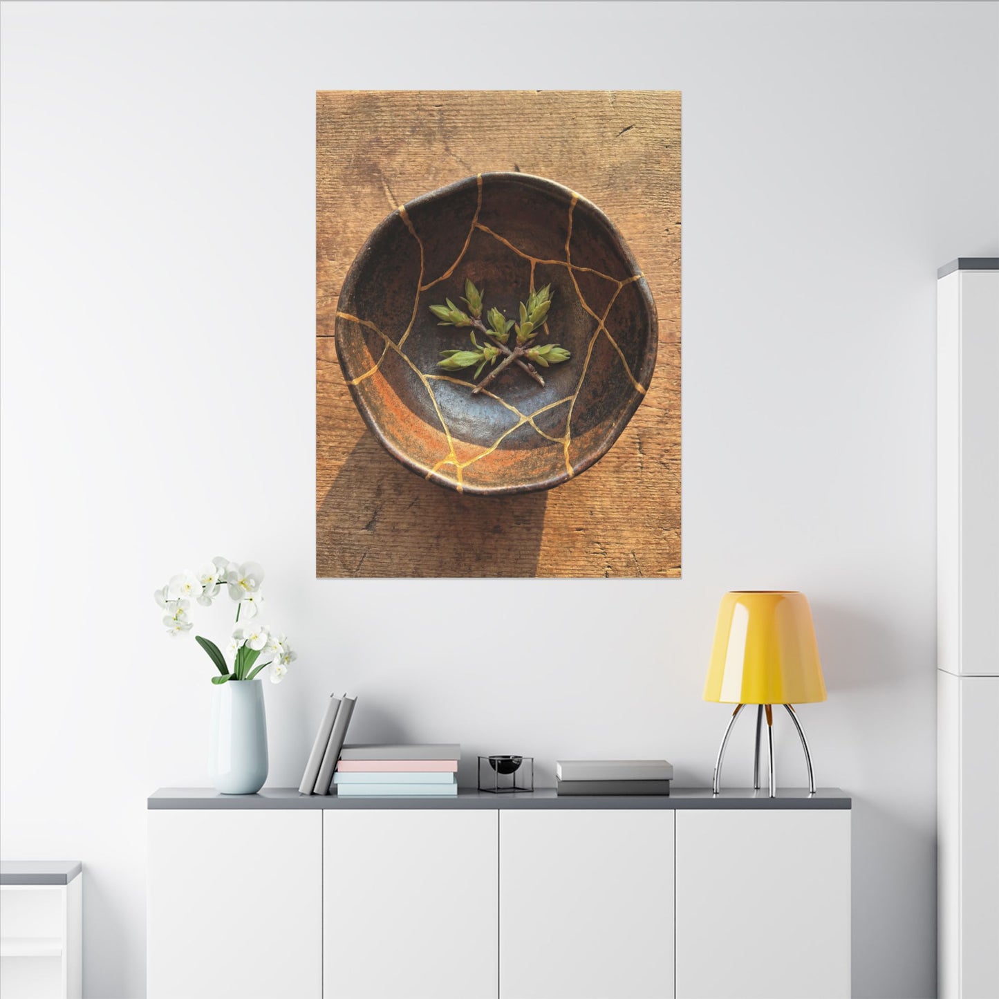 Ceramic Bowl Gold Repair Canvas Art | Resilient Kintsugi Art