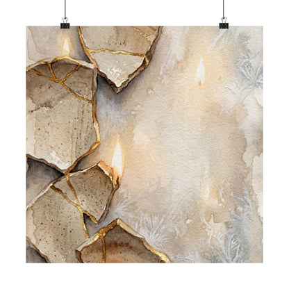 Winter Broken Pottery Watercolor Wall Art Print | Neutral Decor