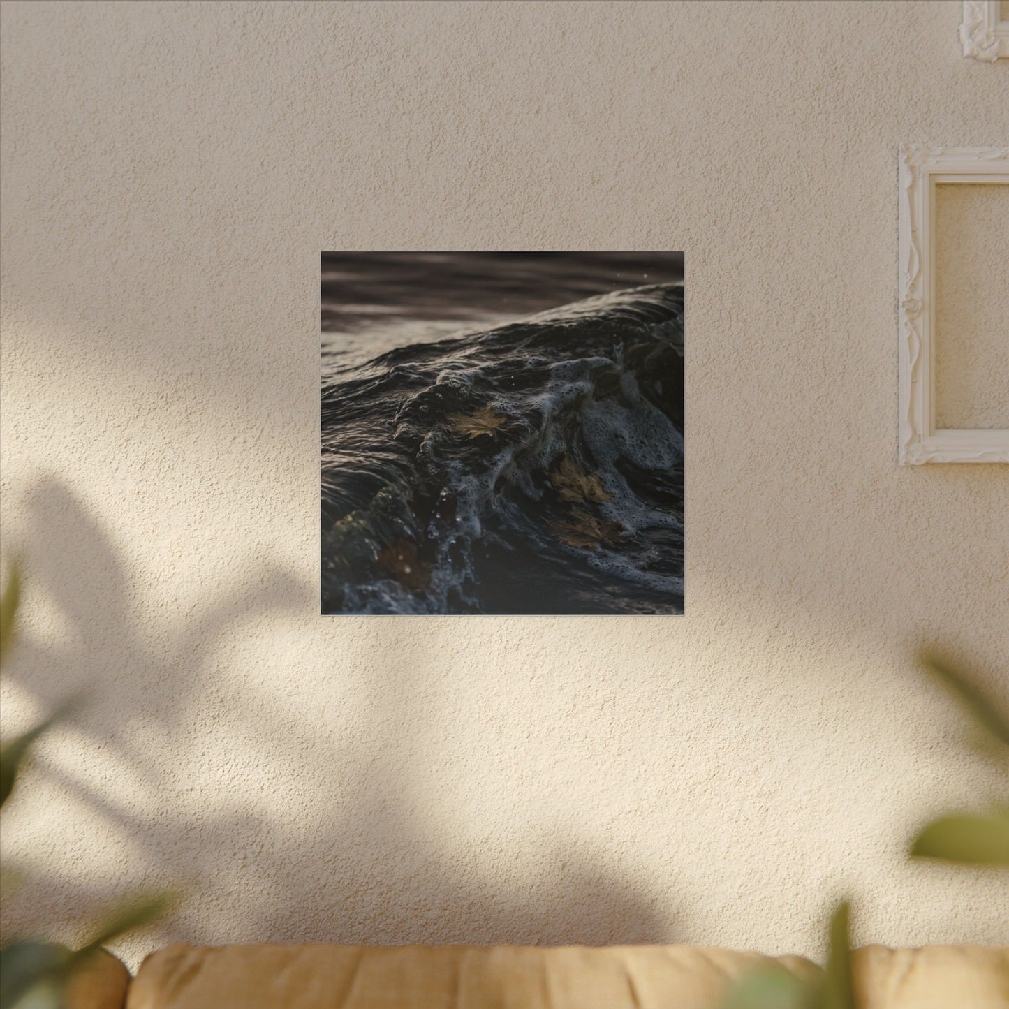 Dark Japandi Ocean Wave in Dawn | Moody Minimal Canvas Art