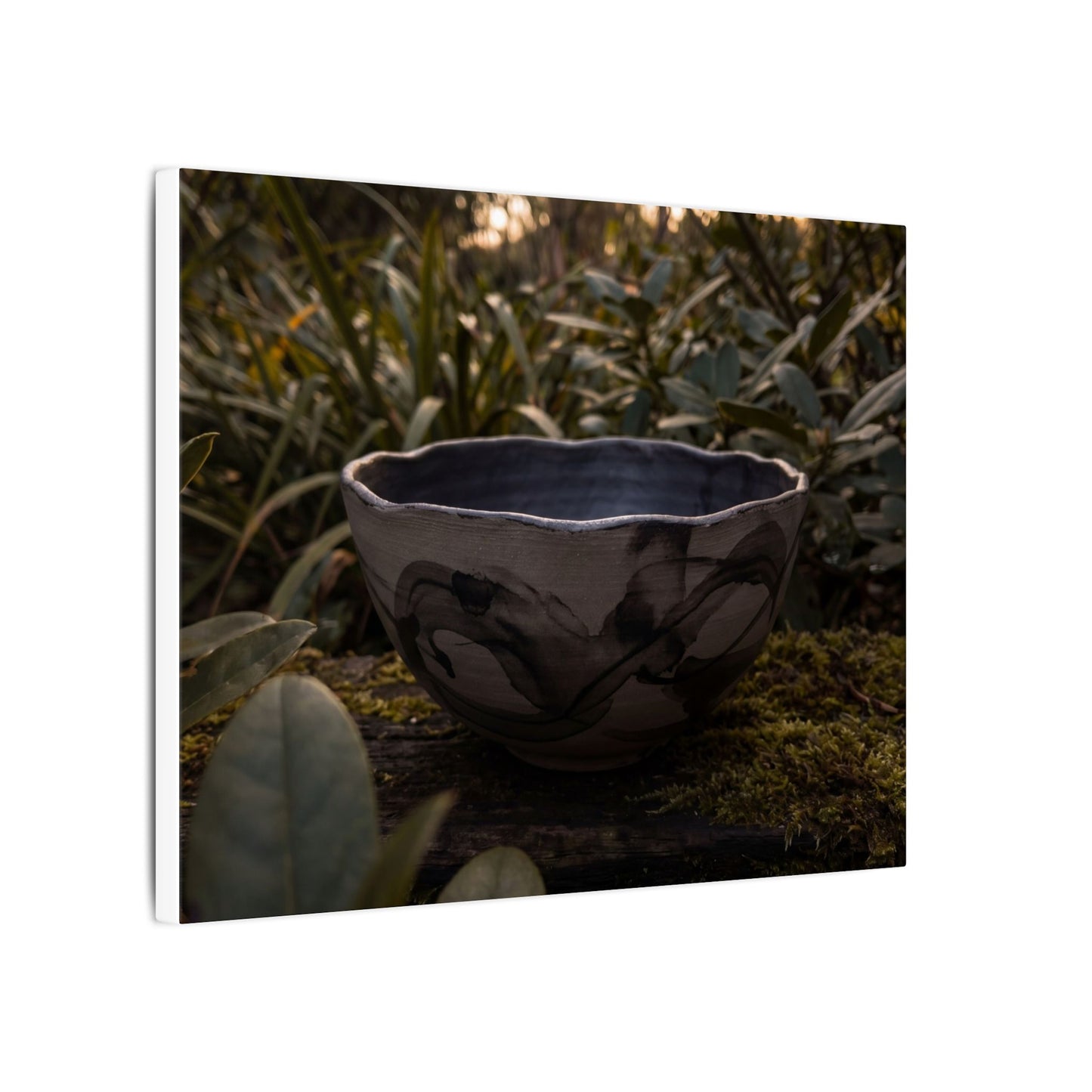 Ceramic Bowl Canvas Art | Summer Dark Japandi Charcoal Ink Art