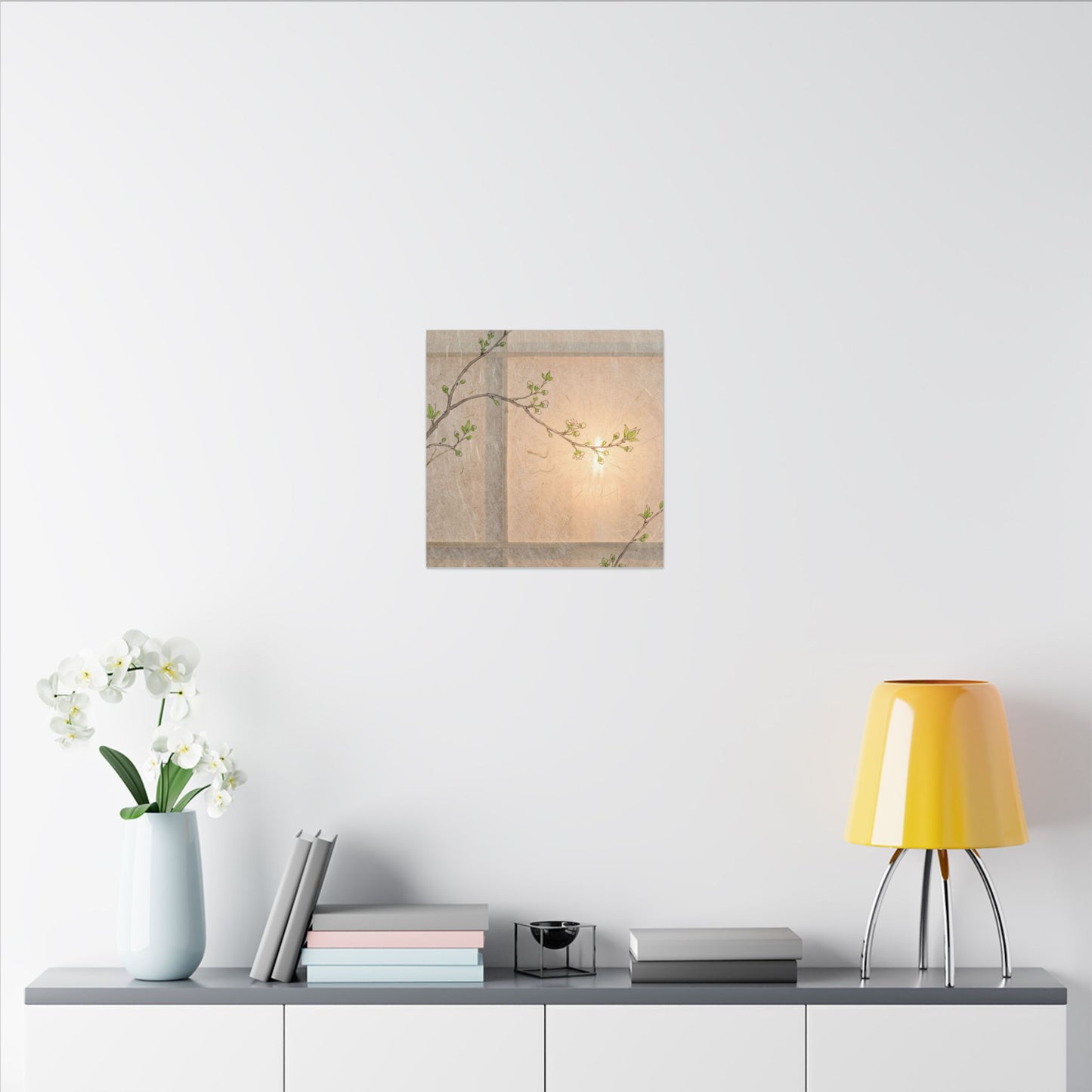 Shoji Screen Canvas Art | Spring Japandi Minimal Line Art