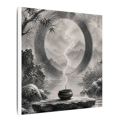 Incense Smoke Canvas Art | Winter Zen Sumi E Art