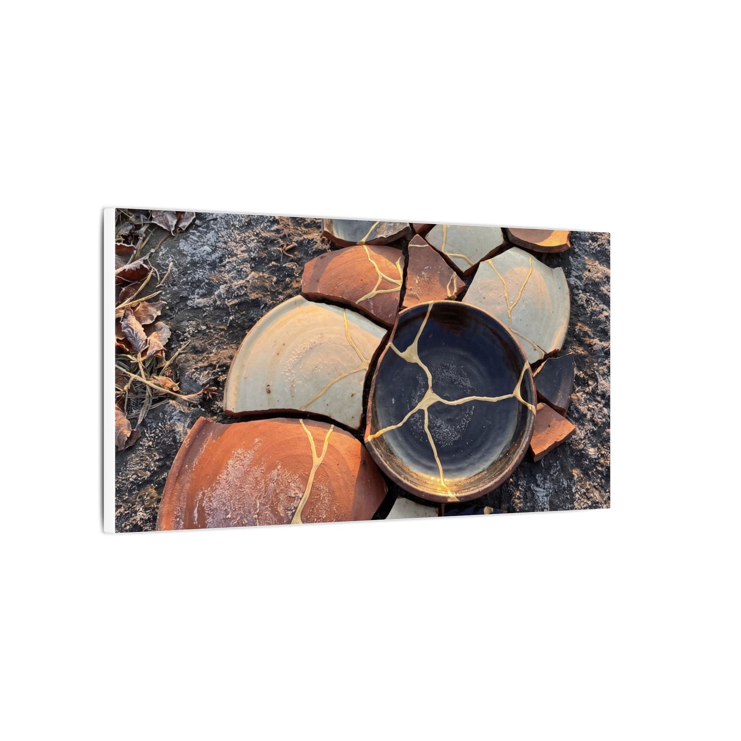 Winter Broken Pottery Gold Vein Canvas Art | Beautiful Decor