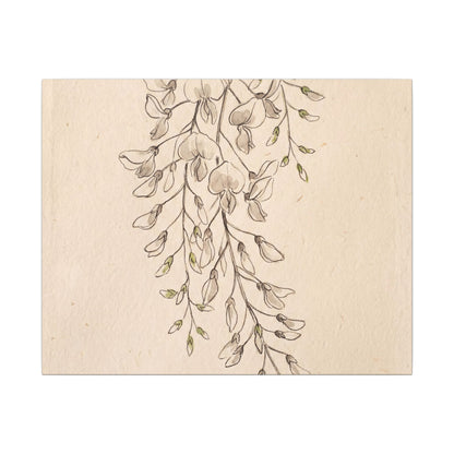 Japandi Wisteria in Golden Hour | Minimal Line Canvas Art Art Print