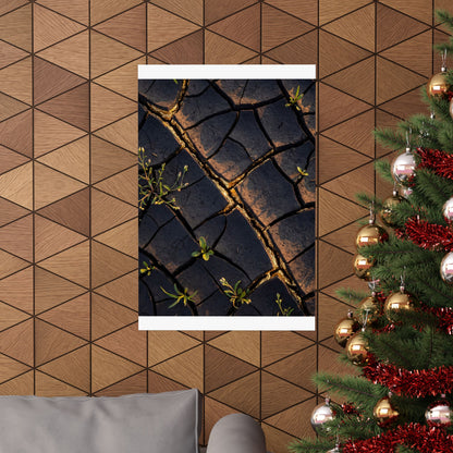 Cracked Earth Gold Vein Wall Art Print | Philosophical Kintsugi Art