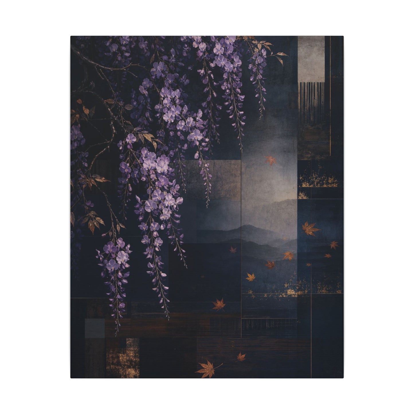 Dawn Wisteria Canvas Art - Dark Japandi Fukinsei