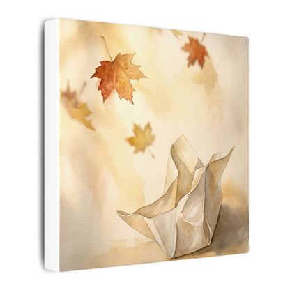 Japandi Paper Fold in Golden Hour | Watercolor Canvas Art