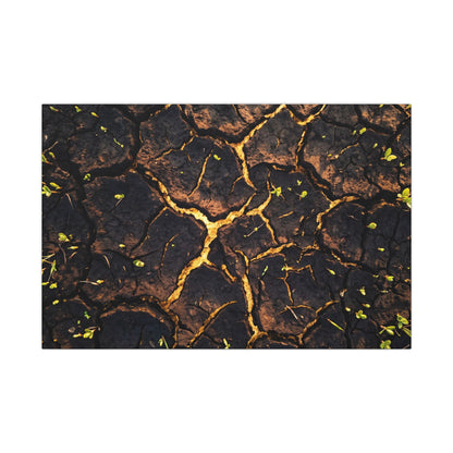Cracked Earth Moody Minimal Canvas Art | Sophisticated Dark Japandi Art